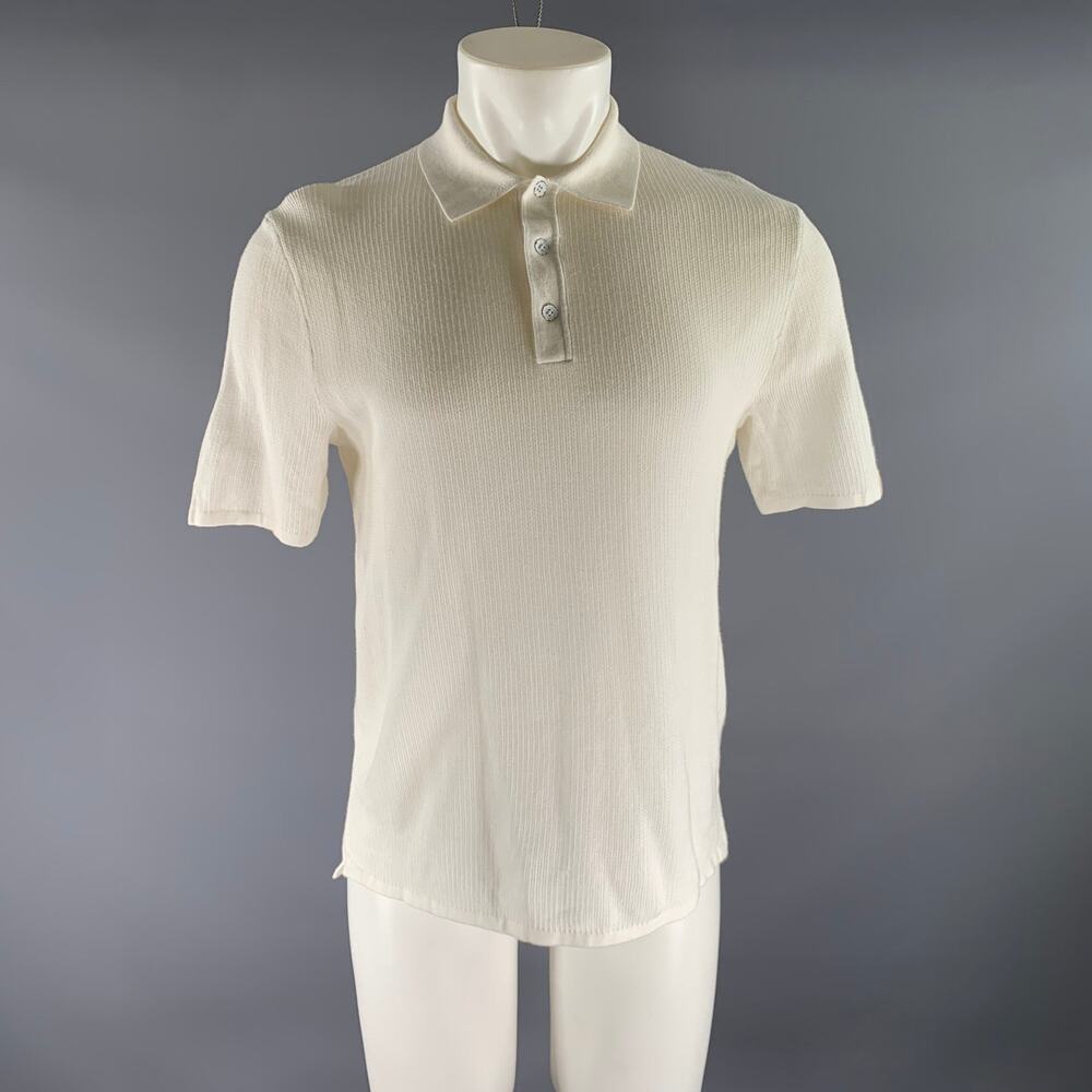 RAG & BONE Size M White Knit Cotton Blend 3 button Polo